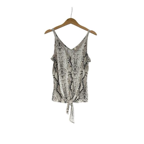 Blu Pepper Boutique Tie Front Lace Trim Tank Top Cami Snake Womens Large New - Picture 1 of 6